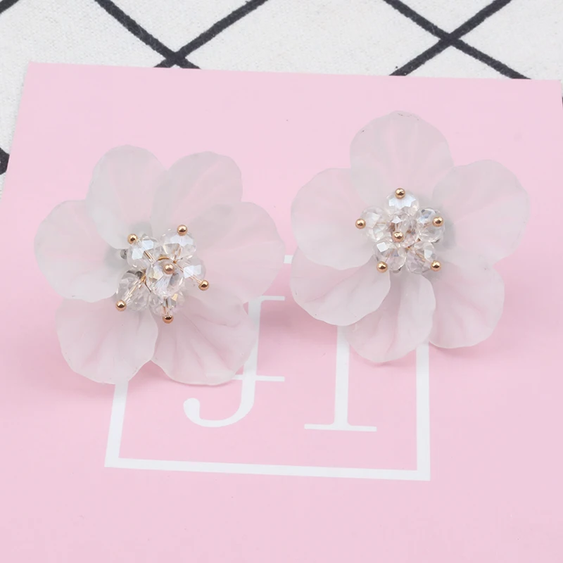 Милые женские серьги-гвоздики whi в цветочек с акриловыми кристаллами для девочек