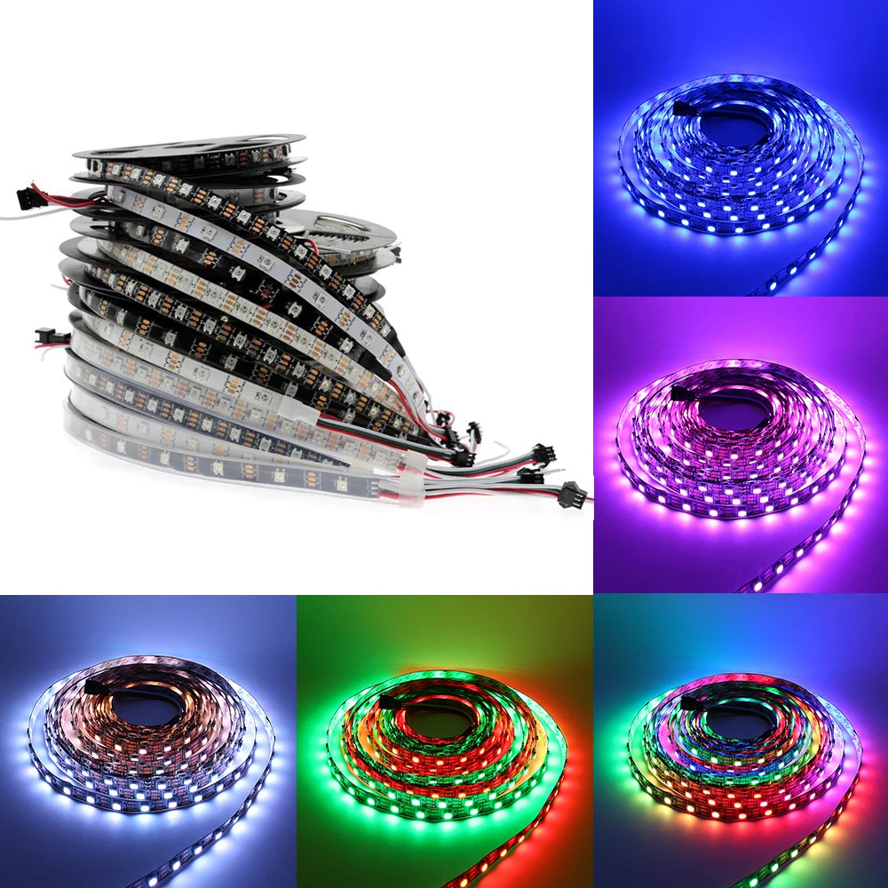 Водонепроницаемая светодиодная лента RGB ws2811 ws2812 5 м 12 В 5050 Светодиодная в 30/60/144