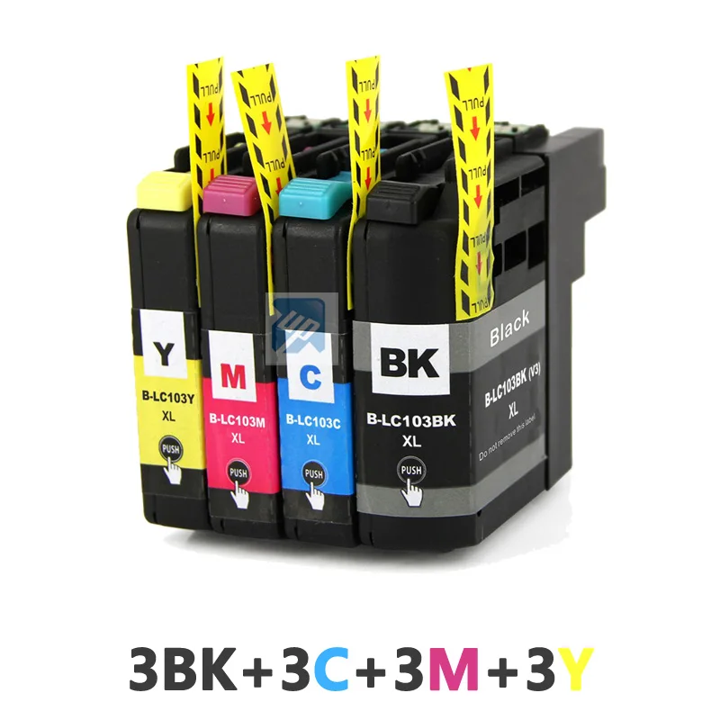 12 X LC103 совместимый чернильный картридж для принтера brother J4310DW J4410DW J4510DW J4610DW J4710DW