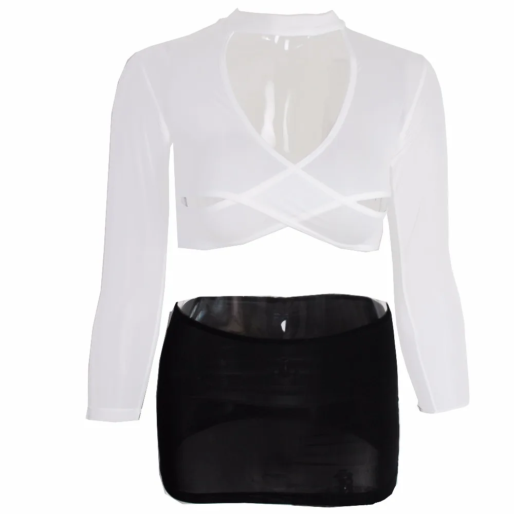 Женская сексуальная прозрачная рубашка и юбка для ночного клуба|skirt set|shirt skirt setshirt