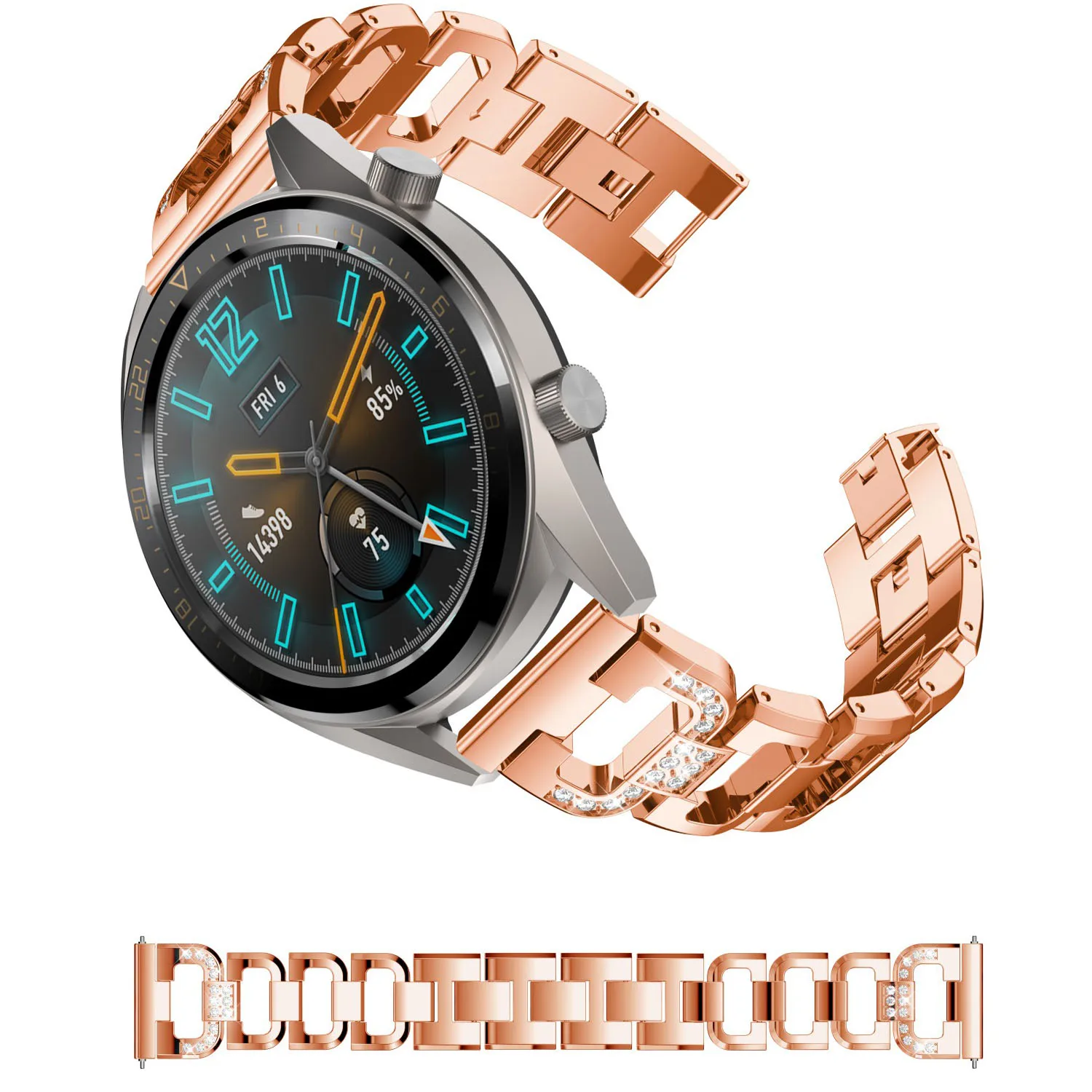 

22mm Jewelry Bracelet For Huawei Watch GT Strap Stainless Steel Metal Links Bling Diamond Watchband For Huawei Watch 2 Pro Band