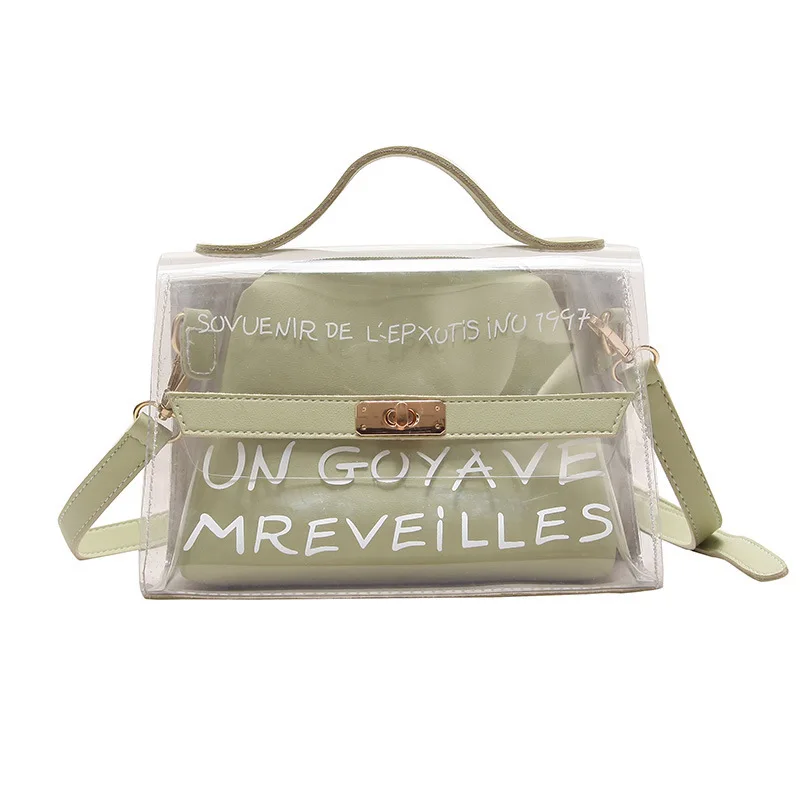 2019 Прозрачные сумки на плечо из ПВХ женские прозрачные ярких цветов однотонные