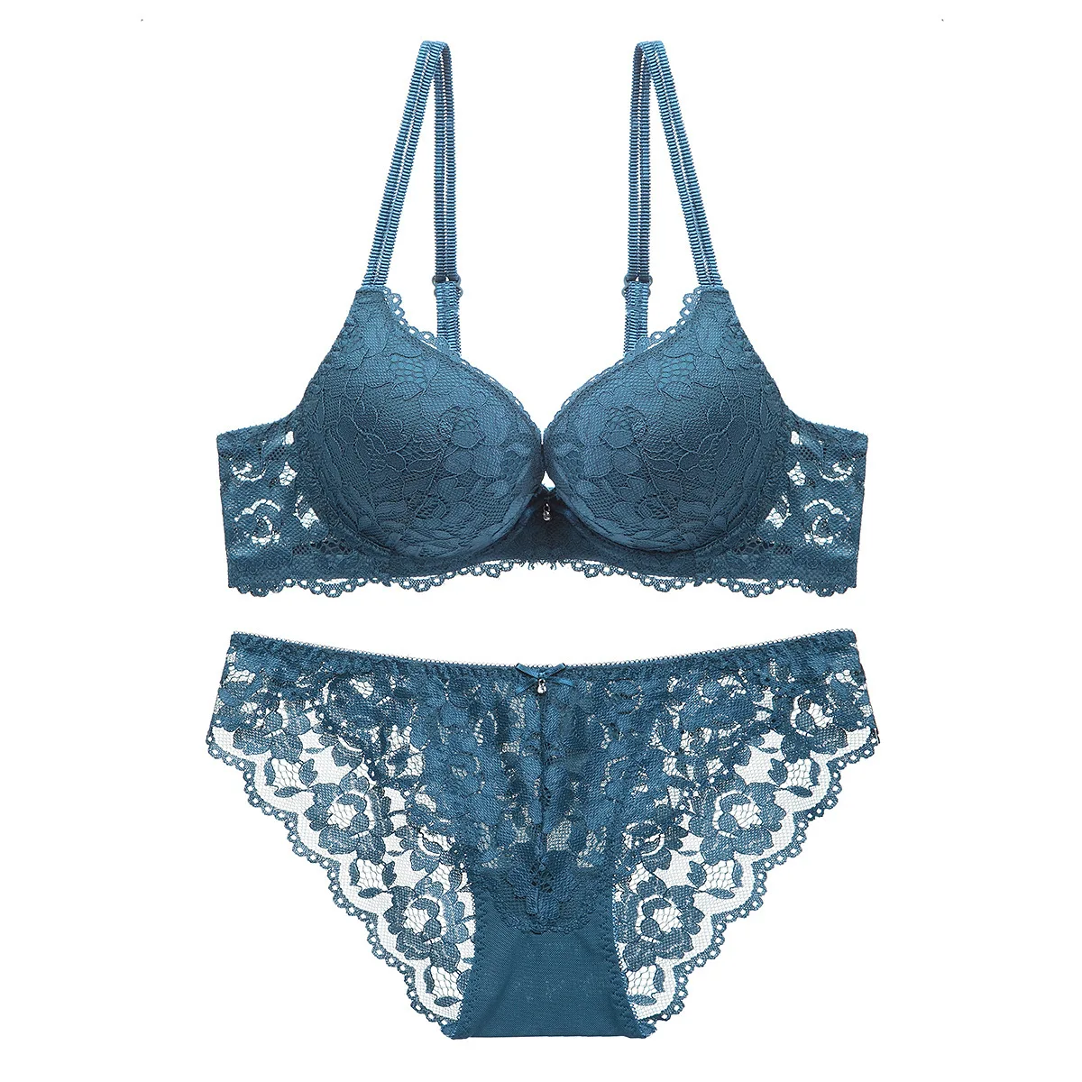 Hot Sale Luxury 3/4 Cup Brand Sexy Intimates Push Up Bra Set Underwear Floral Embroidery Lace Women Panty | Женская одежда