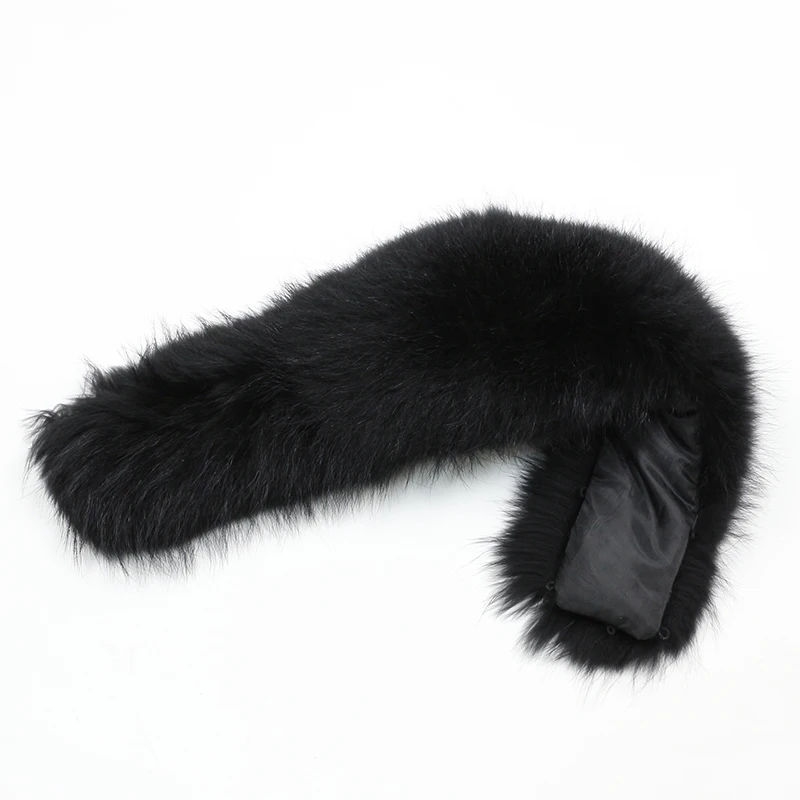 black raccoon fur OFTBUY натуральный меховой воротник большой натуральный мех енота лисий мех - Цвет: black raccoon fur