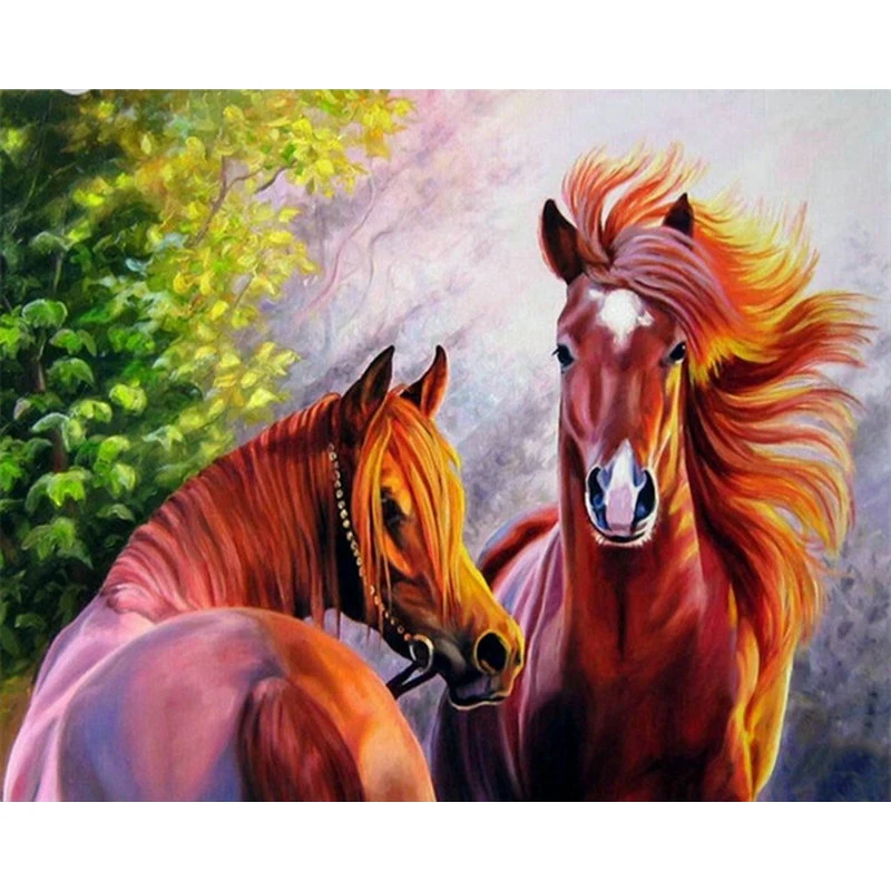 

YIKEE diamond painting horses love Square Diamond Embroidery Picture Of Rhinestones Beadwork y495