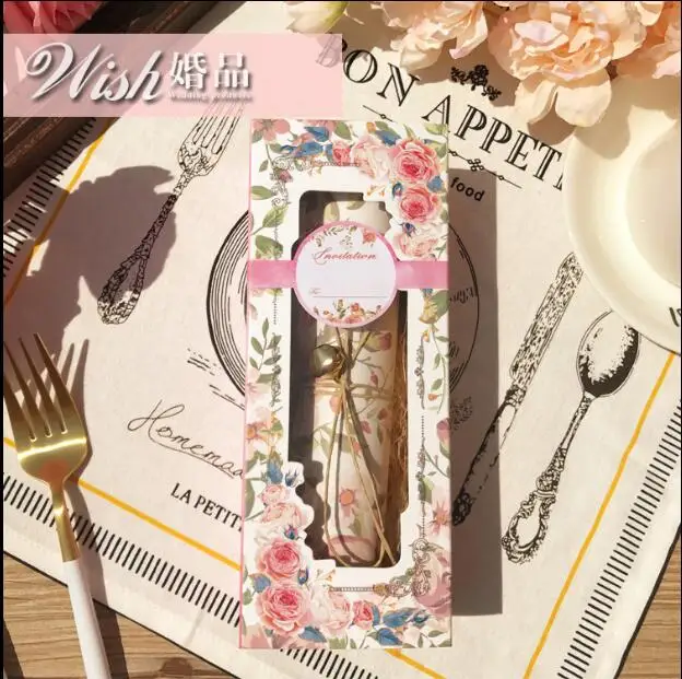 100 компл./лот прокрутка пригласительная открытка бесплатный дизайн печать