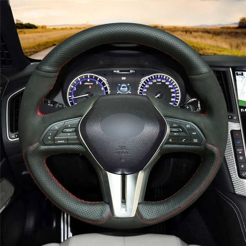 Style-04 MEWANT черный из искусственной замши рулевого колеса автомобиля крышки для Infiniti Q50- Q60- QX50 - Название цвета: Style-04