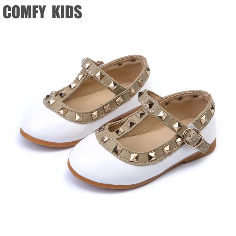 Туфли детские из ПУ кожи с заклепками на плоской подошве|kids flat shoes|flat shoes girlsgirls |