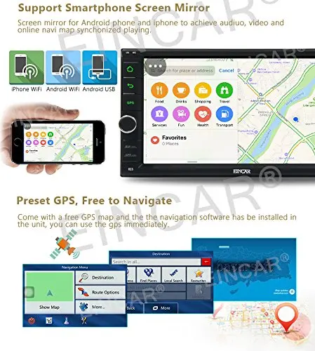 Android 6 0 Автомобильный Радио Стерео Eincar двойной Din 7 дюймов gps навигационная система
