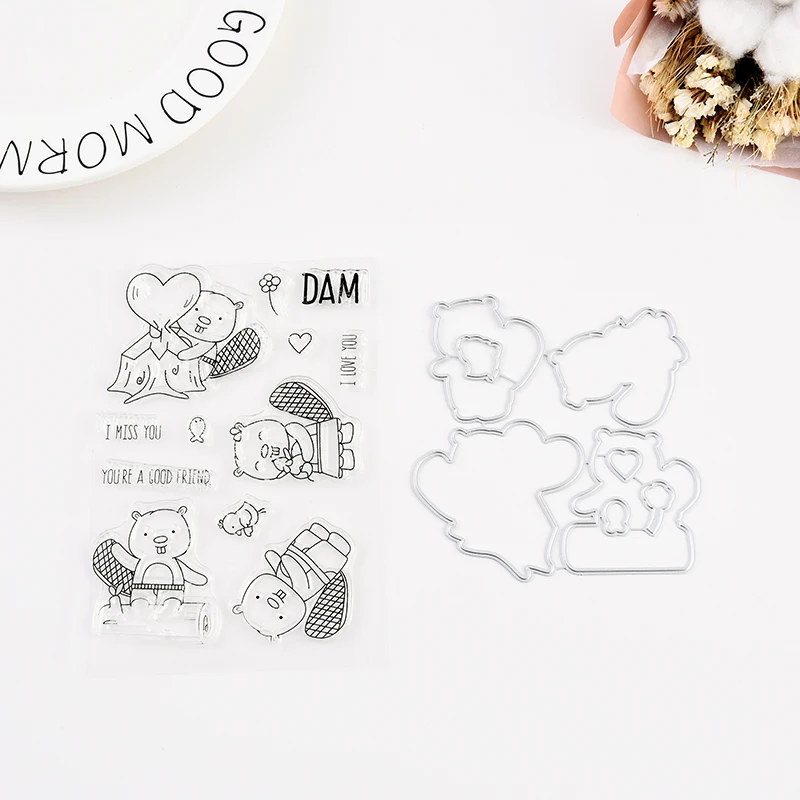 Набор прозрачных штампов и металлические штампы для скрапбукинга резиновые DIY