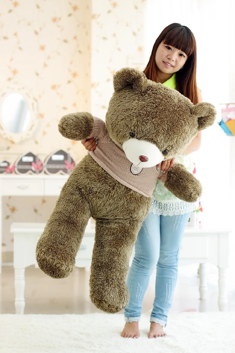 

big plush round eyes khaki sweater teddy bear toy huge bear doll gift about 140cm