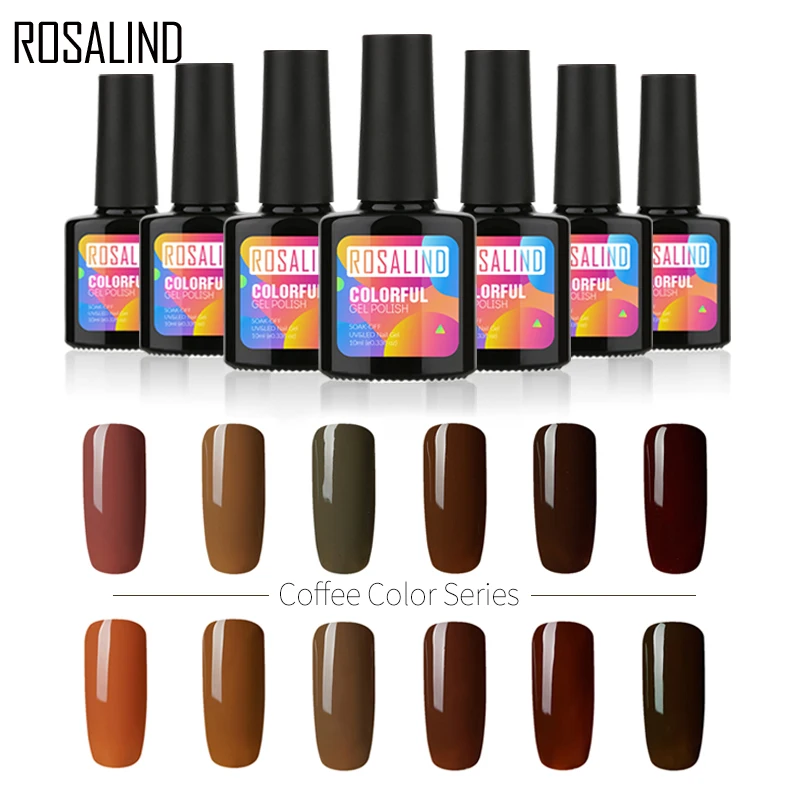 Гель-лак для ногтей ROSALIND 1S 10 мл УФ-и LED кофейно-коричневый цвет серия лаки | Красота