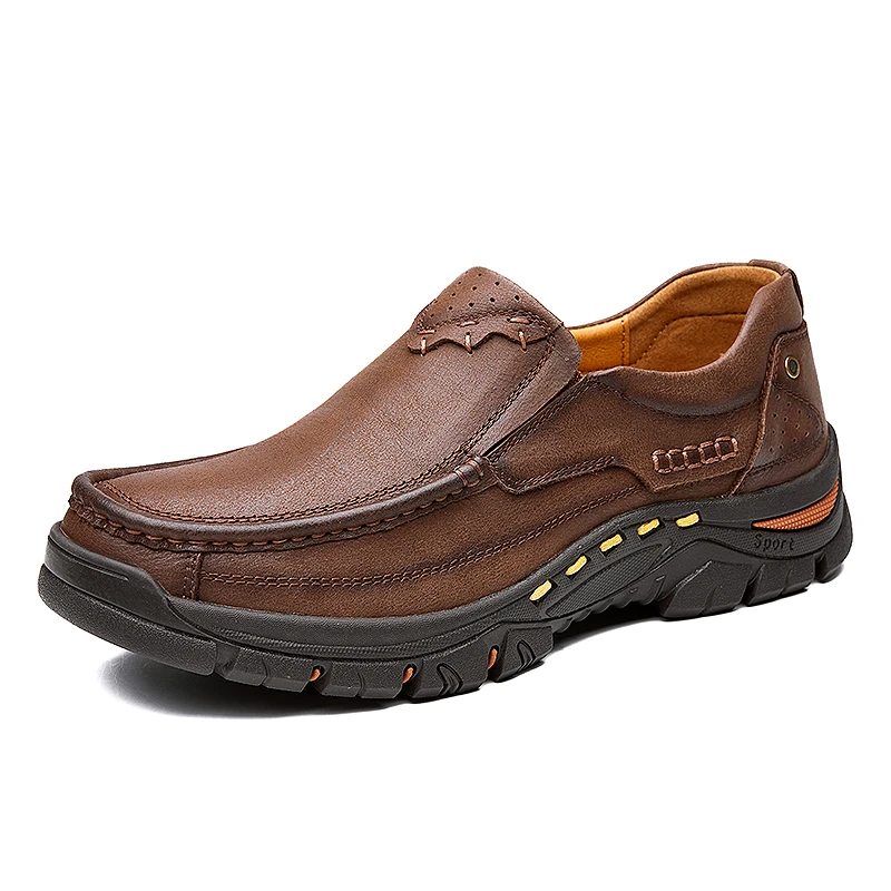 2019 New Genuine Leather Men's Casual Shoes Loafer Design Men Flat Footwear Slip On Mens Moccasin Business Formal | Обувь