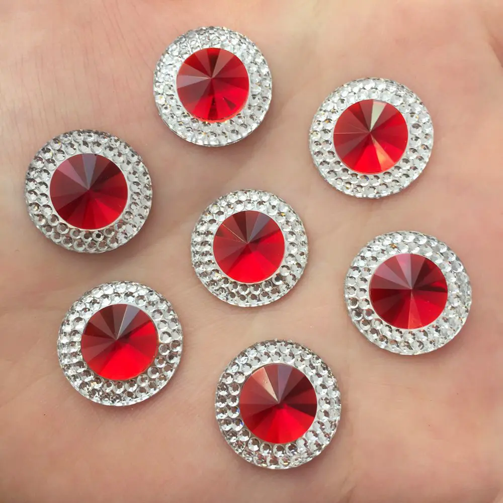 red 40 шт блестящие стразы из смолы 16 мм, круглые плоские стразы для скрапбукинга, сделай сам, Свадебный орнамент для аппликации, рукоделие W50 - Цвет: red
