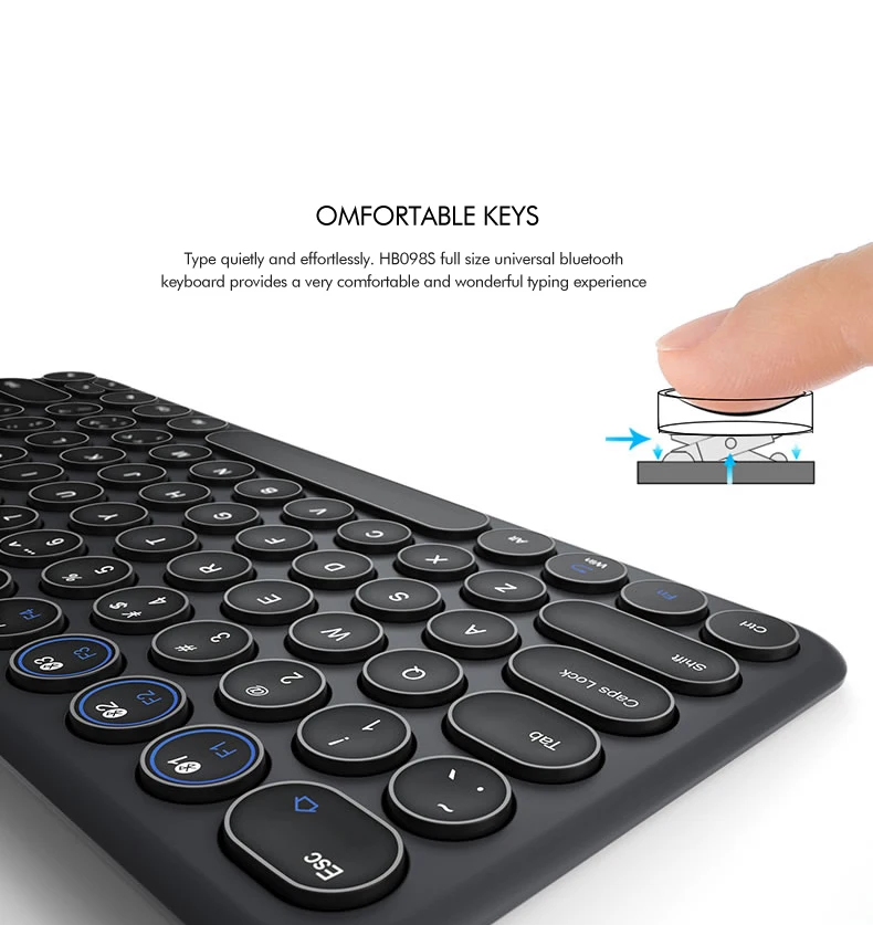 B.O.W многофункциональная bluetooth-клавиатура-Совместимость с Windows, Mac, Android, iPad, iPhone, Apple tv-простое переключение до 3 устройств