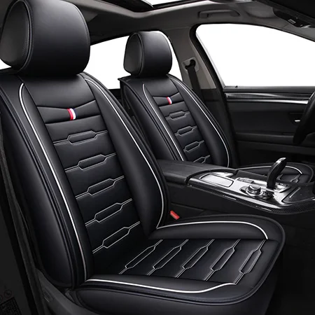 Black white Standard Из искусственной кожи чехлы на сиденья для toyota land cruiser 80 100 prado 120 150 200 земля-круизер-prado Yaris - Название цвета: Black white Standard