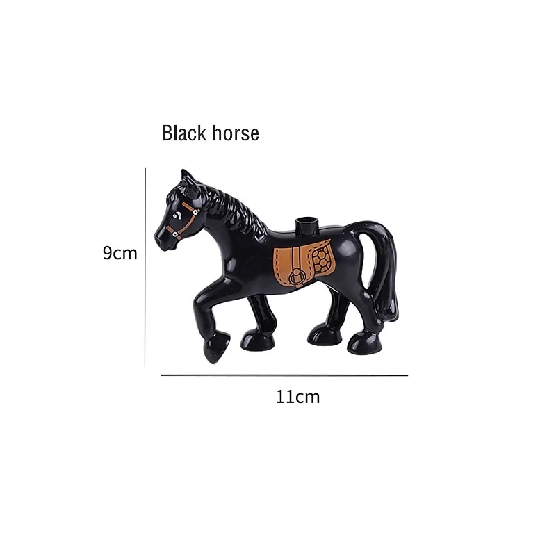 black horse Животные модели серии Фигурки большие Кирпичи Строительные животные мир совместим с Duploed блоки детские развивающие игрушки Детский подарок - Цвет: black horse