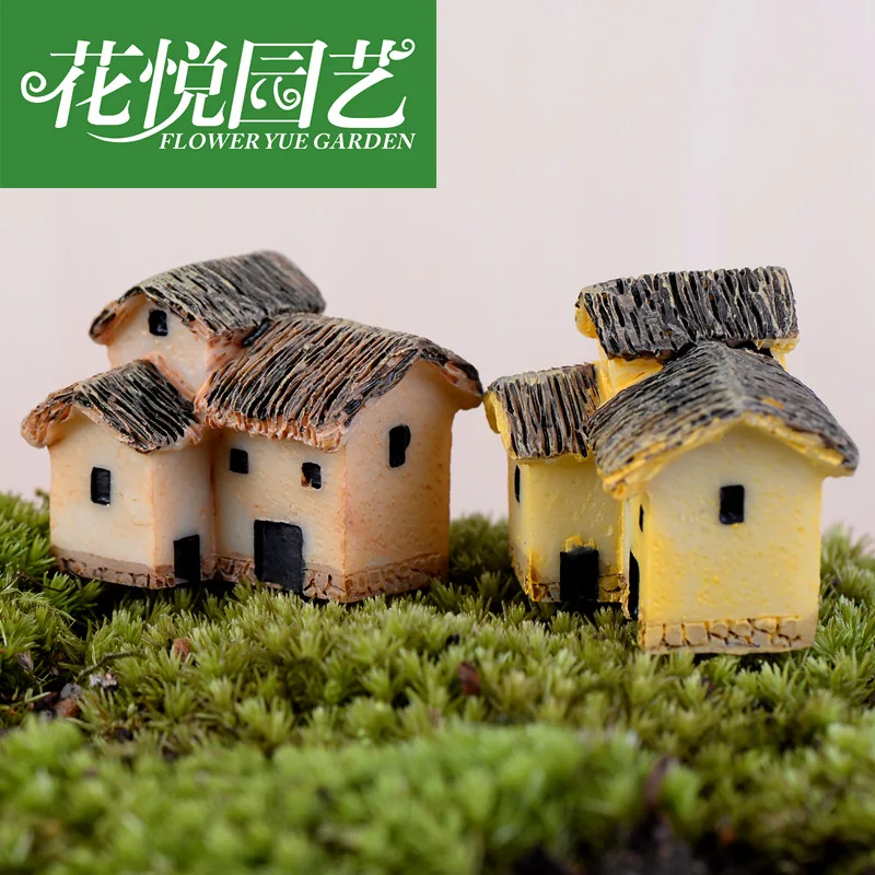 1 pcs Moss micro landscape decoration 6 thatched house resin small House creative crafts Zakka Wind | Дом и сад