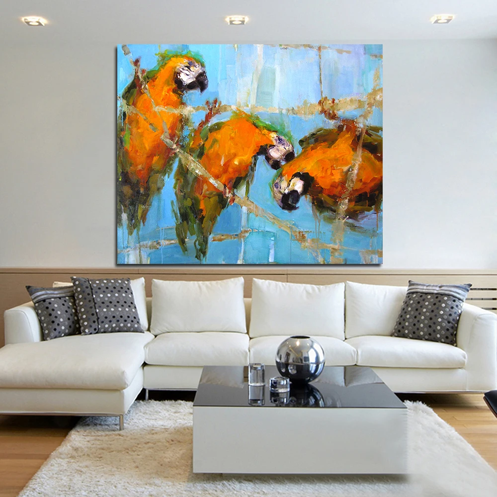 JQHYART Limey Miami Parrot украшение на стену живопись маслом печать холсте картины для