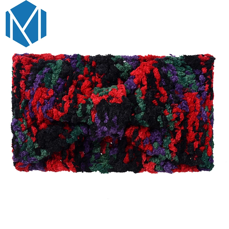 M MISM New Fashion Women Velvet Stretch Turban Pleated Headband Winter Warm Camouflage Ladies Hair Accessories Knitted Headwraps |