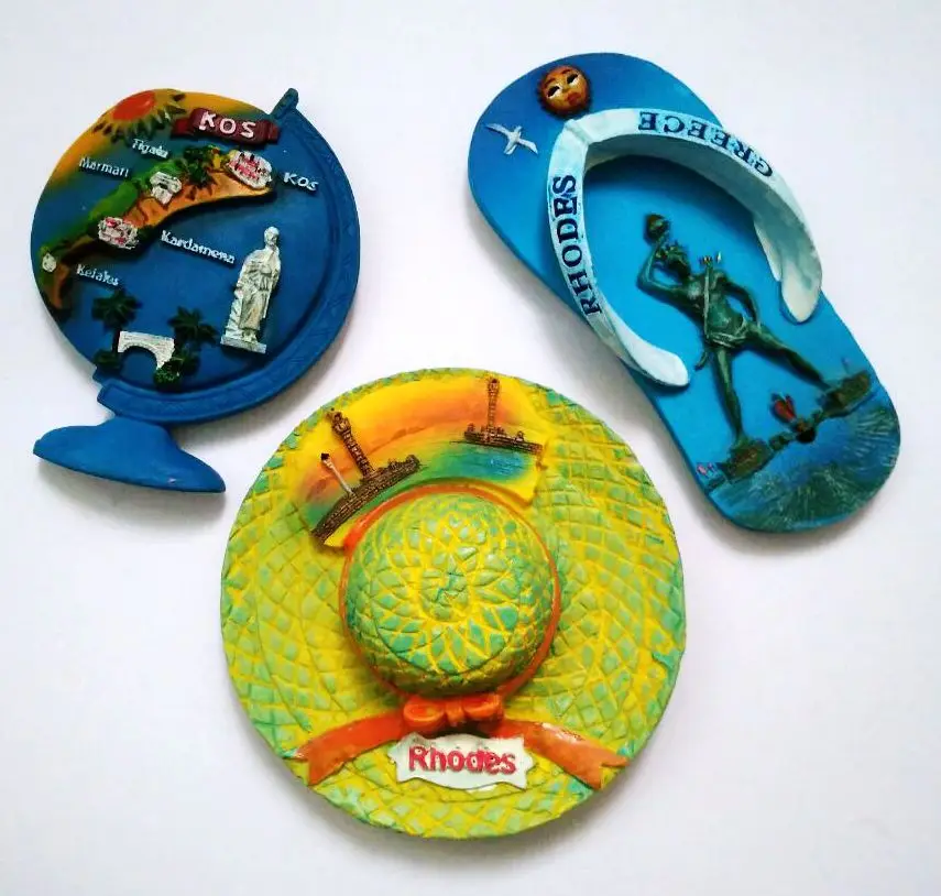Родос пейзаж шляпа 3D магниты на холодильник Греции туризма Сувениры магнитный