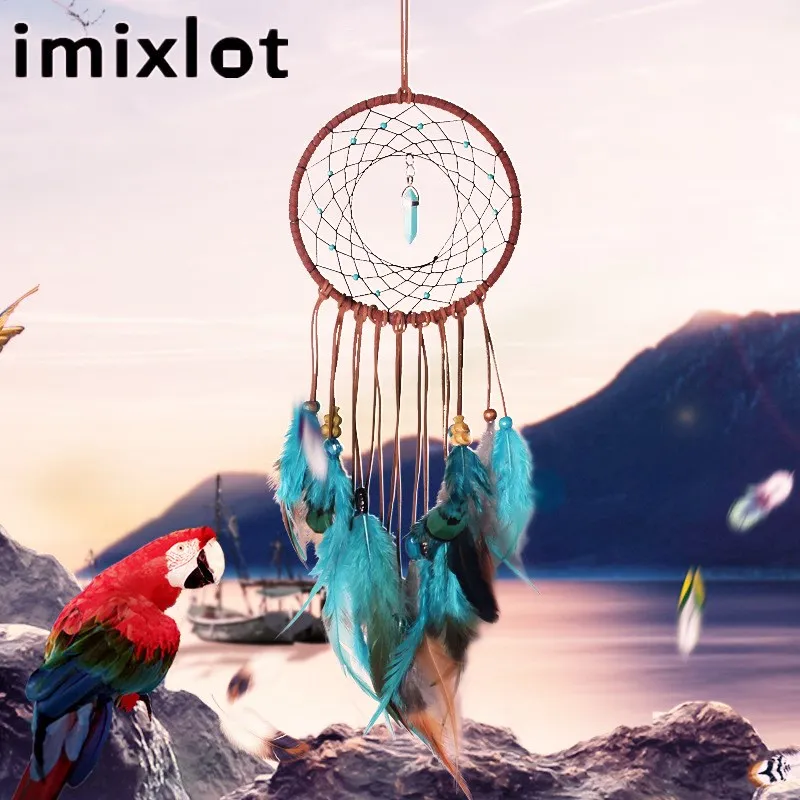 Imixlot Natural Stone Charm India Retro Life Tree Feather Dream Catcher Wind Chimes Hanging Dreamcatcher Home Decoration Last | Дом и сад