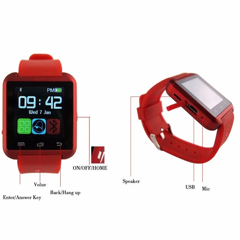 U8 Bluetooth Smart Wristwatch Support IOS Iphone Android Anti-Lost Hands-Free Music Playback Wearable Watches Phone | Электроника
