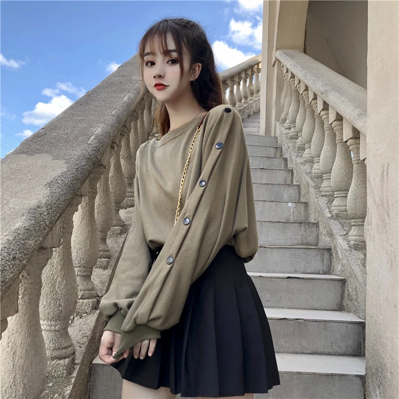 3 цвета Mihoshop Ulzzang Корейская женская модная одежда с круглым вырезом Свободные