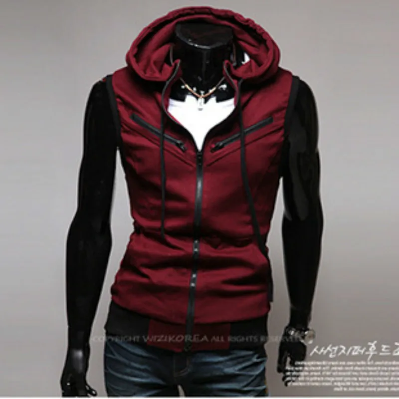

Fashon Design Sleeveless Hoodies Cotton Casual For Men Outerwear Hoodies Men Vest Sleeveless Hoodie Waist Coat Hooded Zipper