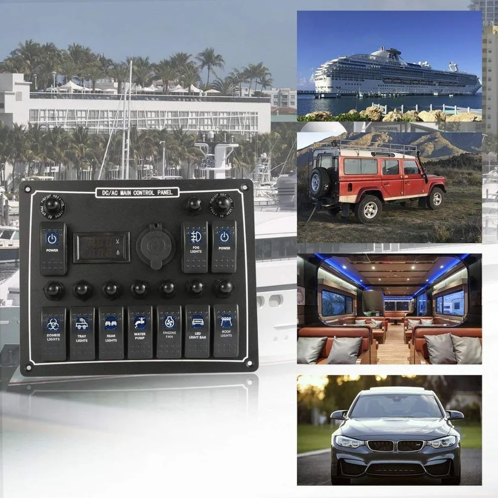 10 банд водонепроницаемый авто лодка морской LED AC/DC кулисный переключатель панель