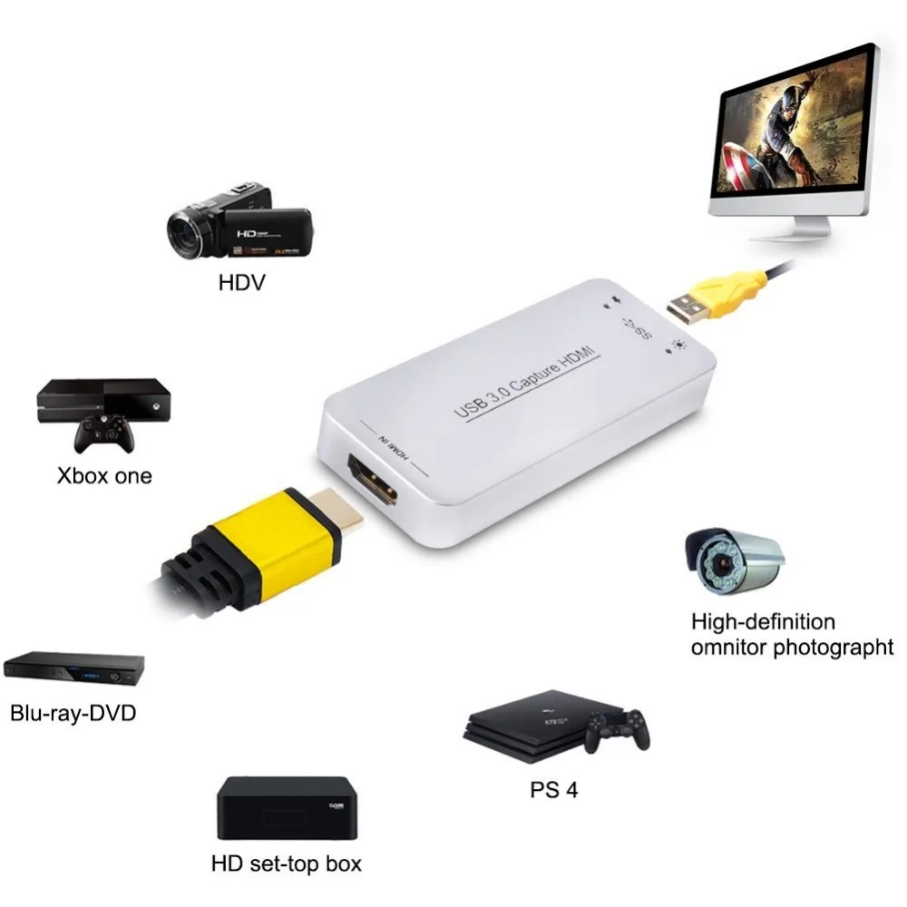 USB-карта захвата игр, HD-USB-адаптер Full HD 1080P USB-карта захвата игр, HD-USB-адаптер Full HD 1080P