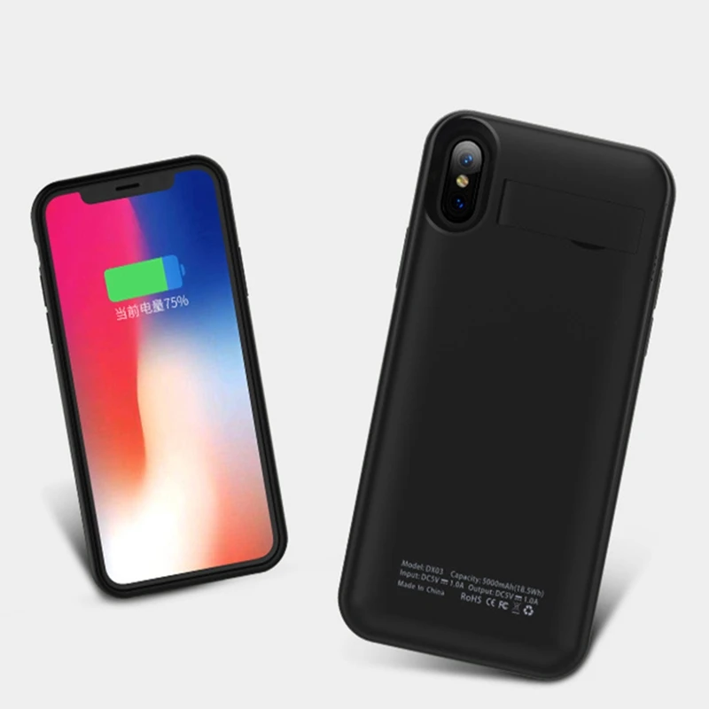 5000 мАч Anti fingerprint функцией беспроводной зарядки для iphone x Батарея случае смартфон