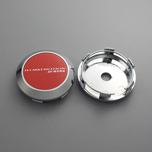 red work sticker Ком 4 шт. 68/64 мм зажим колпак колеса abs хромированные центральный колпачок со стальным кольцом РАБОТА racing vs наклейка с логотипом эмблемой centro tapas llantas - Цвет: red work sticker
