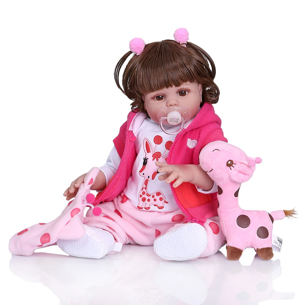 Вьющиеся волосы 49 см кукла Bebe Кукла Reborn малышка девочка в розовом платье
