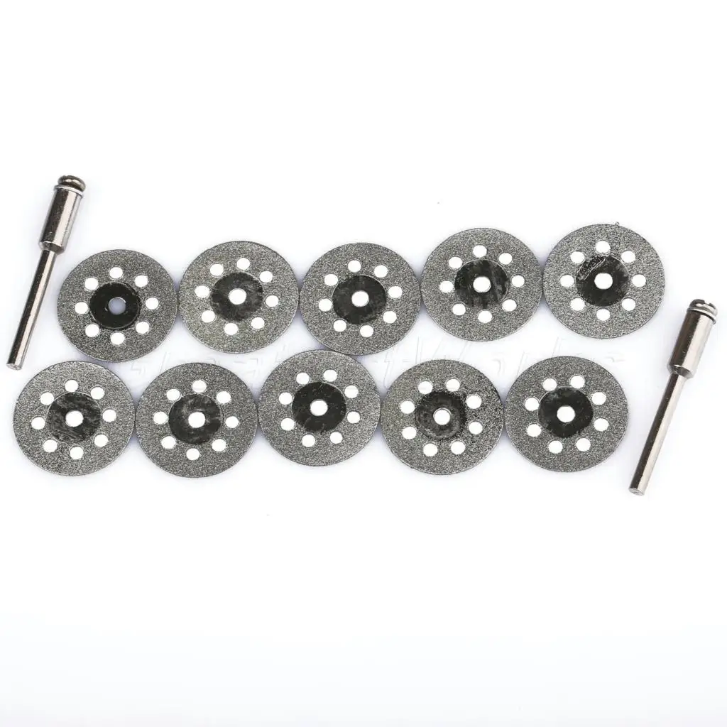 

dophee 10PCS 22mm Carbon Steel Grinding Circular Saw Cutting Disc Dremel Rotary Tool Diamond Dremel Accessories + 2pcs Mandrel