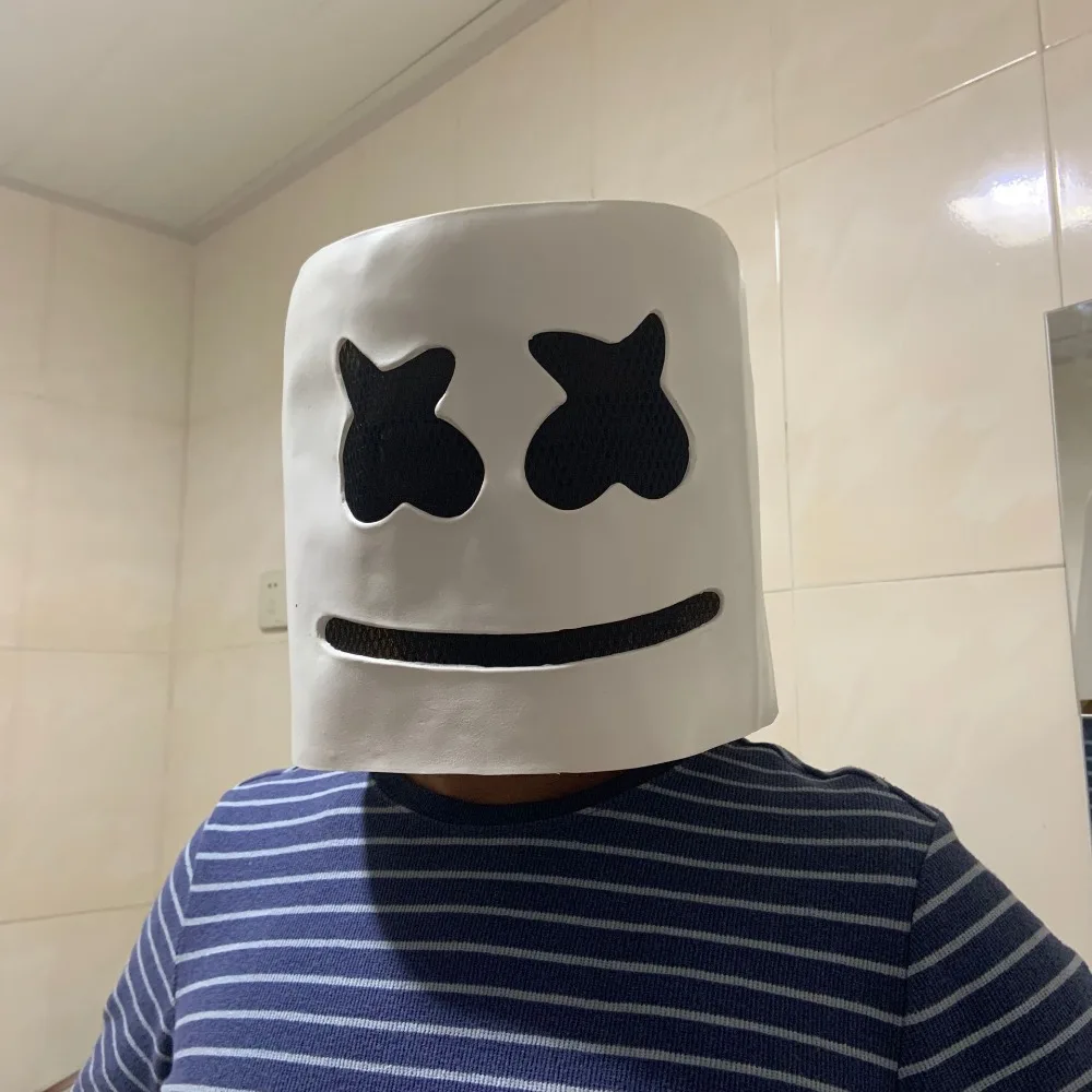 Белая маска-шлем Marshmello DJ для косплея на Хэллоуин аксессуары костюма латексный
