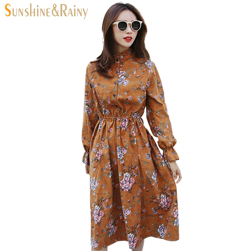 2017 японский осенний с длинными рукавами оборками Модный маленький цветочный