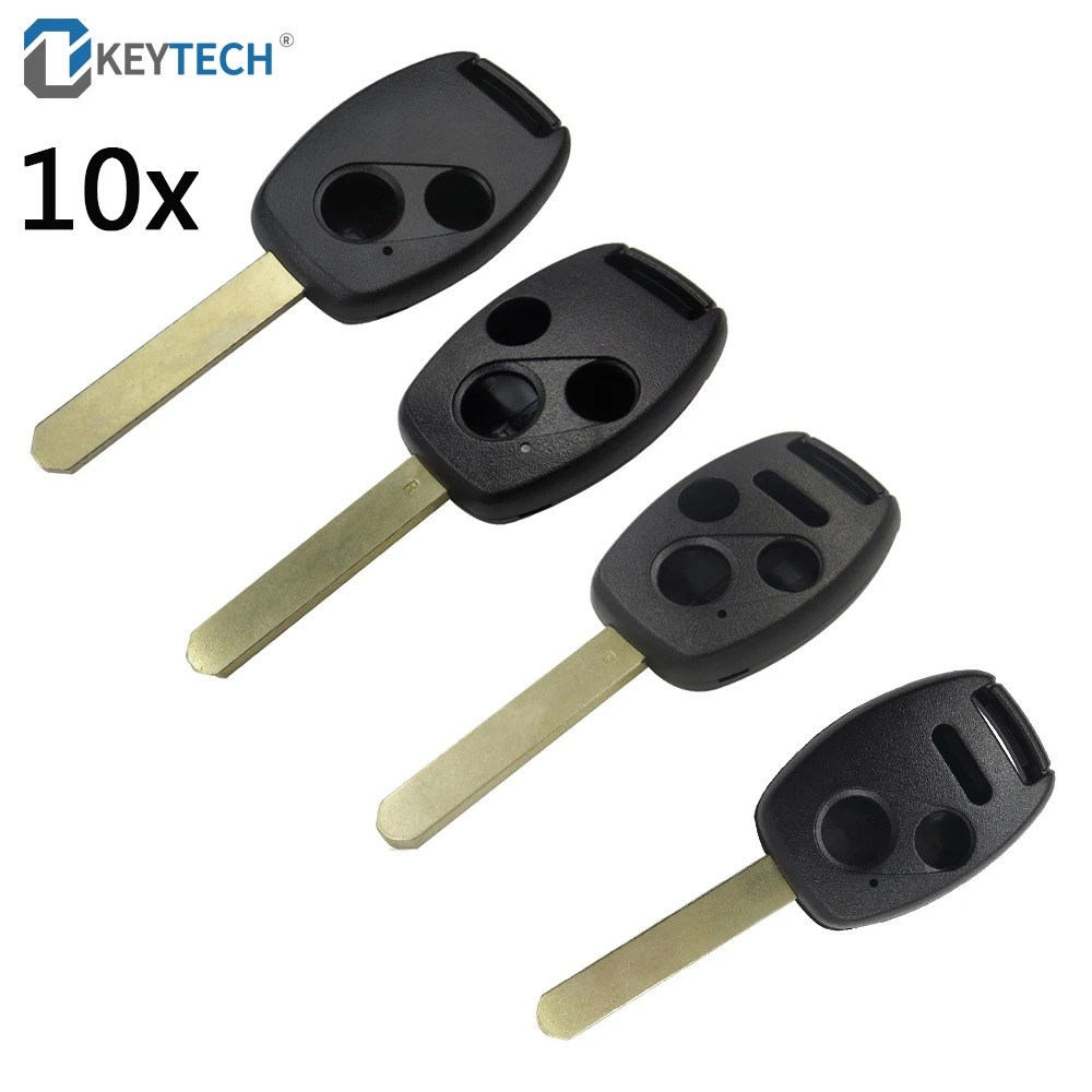 

OkeyTech 10PCS/LOT Car Remote Key Shell Fob 2/3/4 Buttons For HONDA Accord Civic CRV Pilot Replacement Uncut Blade Key