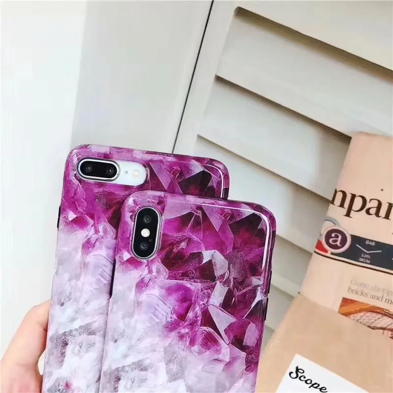 Фиолетовый Ретро Чехол Boucho для телефона iphone 6 6S 7 8 Plus Модный чехол с мраморным
