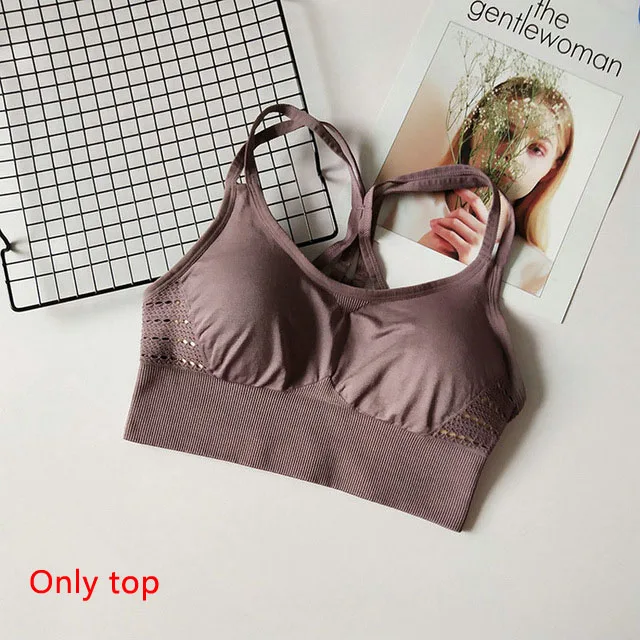 Purple Top 2 шт./компл. Бесшовные Спортивный костюм Для Женщин Йога набор мягкий пуш-ап спортивный бюстгальтер Фитнес Костюмы женские эластичные леггинсы, брюки для девочек - Цвет: Purple Top
