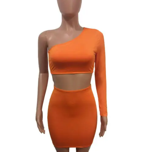 Новинка женский сексуальный комплект из 2 предметов облегающий топ на одно плечо