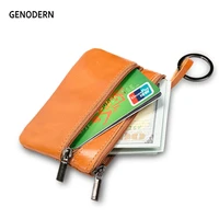 genodern womens genuine leather coin purse mens mini pouch change wallet with key ring small coin holder card case
