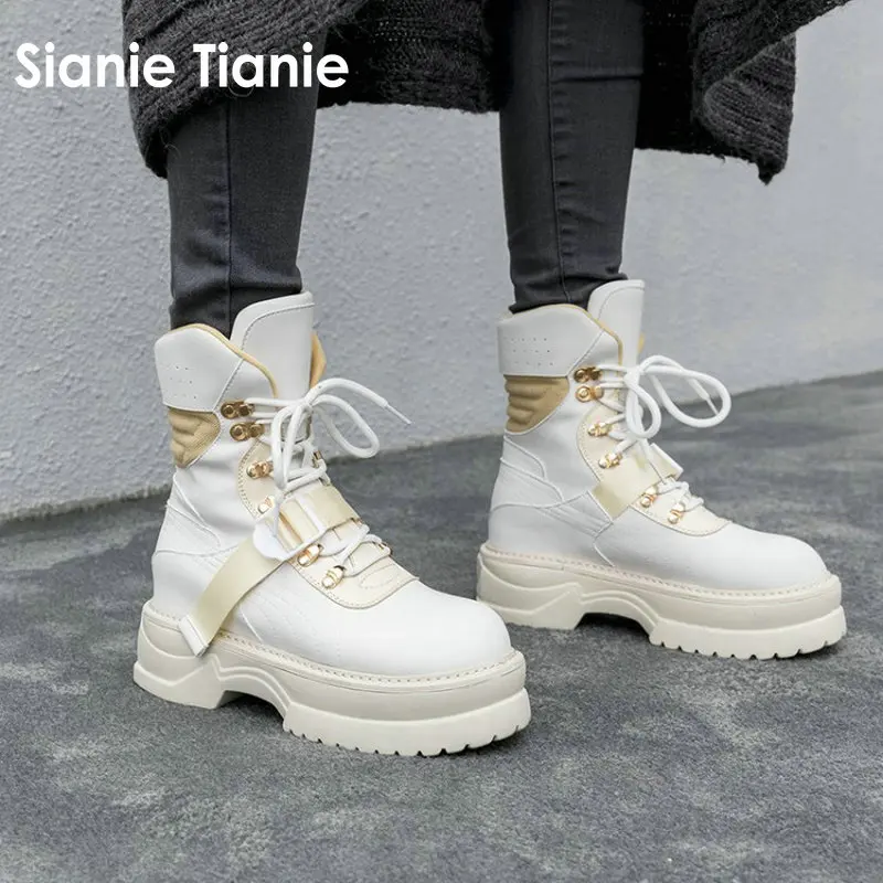 Sianie Tianie/Женская обувь из натуральной кожи на платформе Сезон зима осень Женские