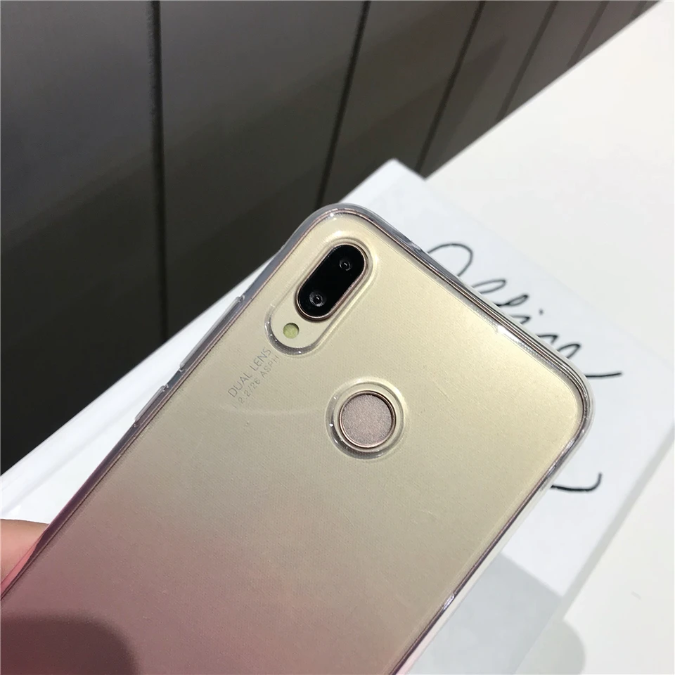 Для huawei P20 Lite чехол градиент силиконовый ТПУ мягкий с полной Цвет Накладка для