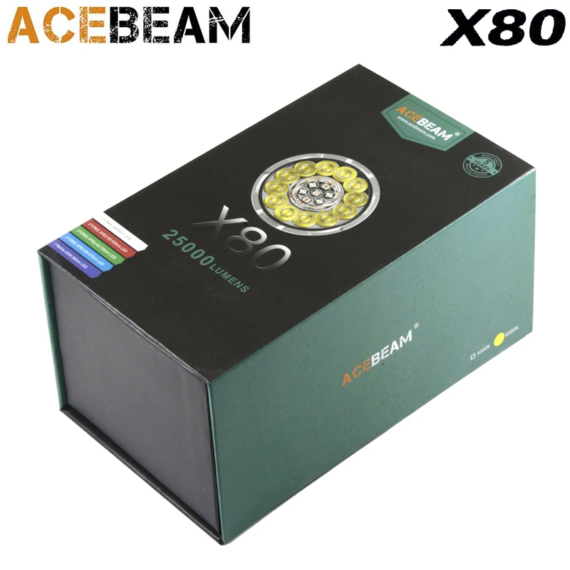 ACEBEAM X80 ручной фонарь 12 CREE XHP50.2 max 25000 люмен дальность луча прожектора 332 м факел +