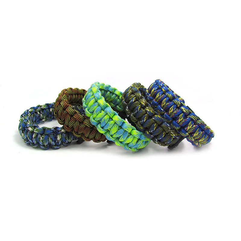 20PC/lot New Colorful Survival Paracord Bracelet Men Outdoor Camping Hiking Buckle Bracelet Women Wristband Male Jewelry Gift