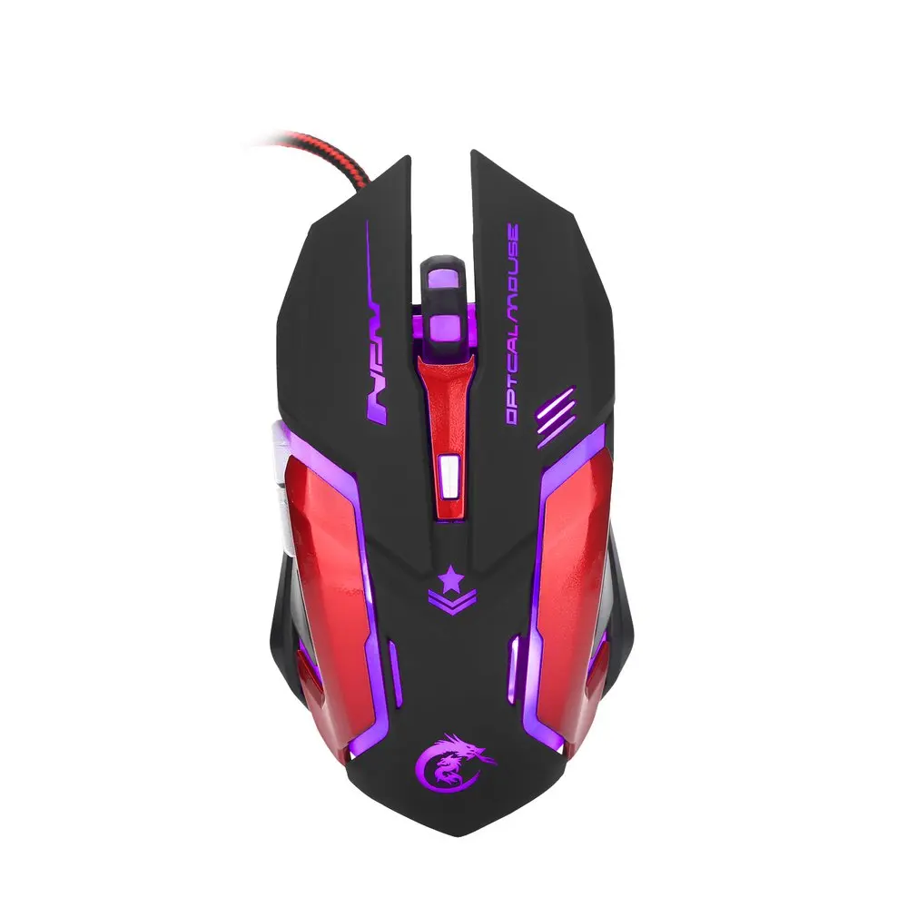 HXSJ H500 светодиодный оптическая игровая Мышь 6 программируемых клавиш 3200 Точек на дюйм игровой Мышь для портативных ПК USB Проводная макро игровая Мышь
