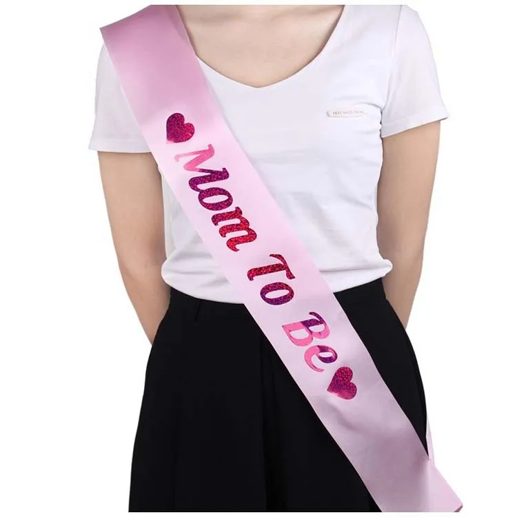 MOM to be Sash DAD to be Badge Baby Shower, атласная лента, розовые саше, плечевой ремень, вечерние украшения для Дня матери и ребенка