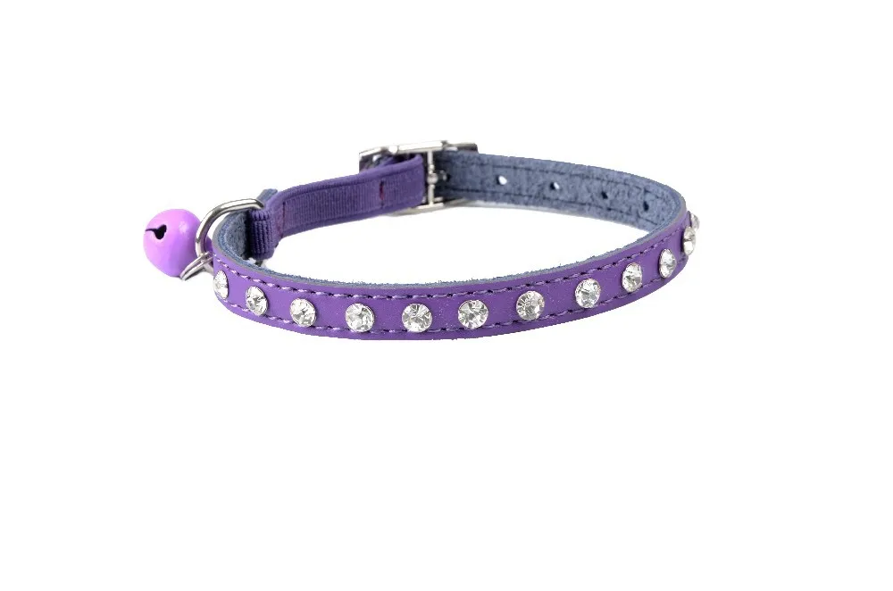 12 шт./лот воротник из натуральной кожи со стразами и котом с эластичным ремнем