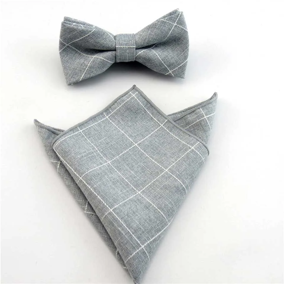Bowtie Handkerchief 6 см клетчатый хлопковый галстук набор мужской s шейный платок галстук-бабочка носовой платок Узкие галстуки для мужчин Свадебная вечеринка костюм рубашка платье Gravata Slim - Цвет: Bowtie Handkerchief